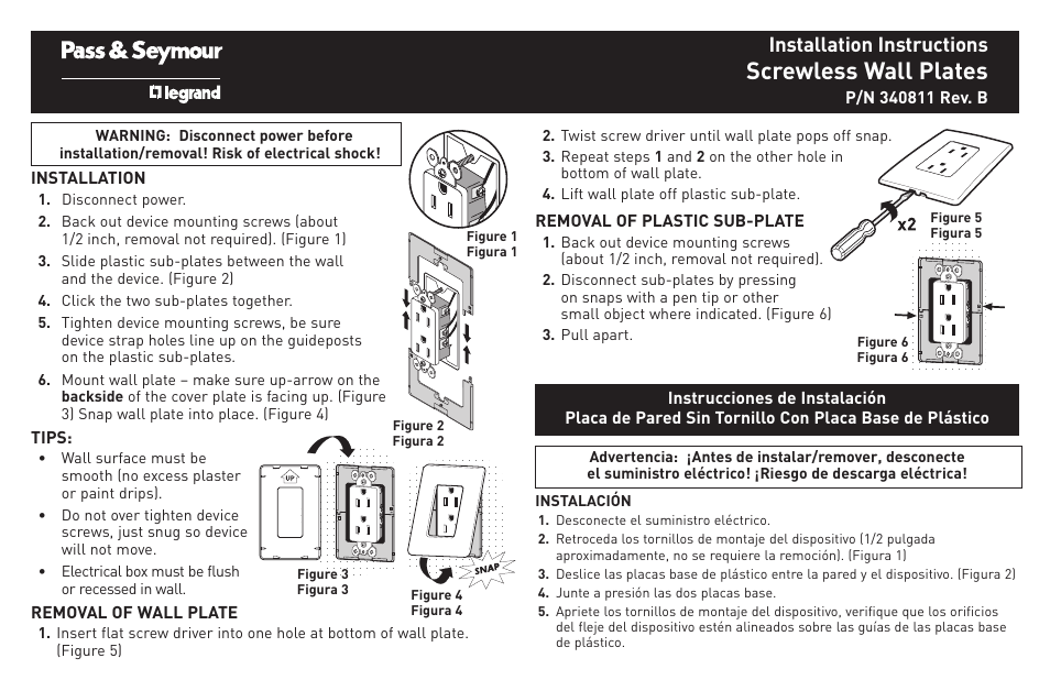 Legrand SWP264ABBPCC5 User Manual | 2 pages
