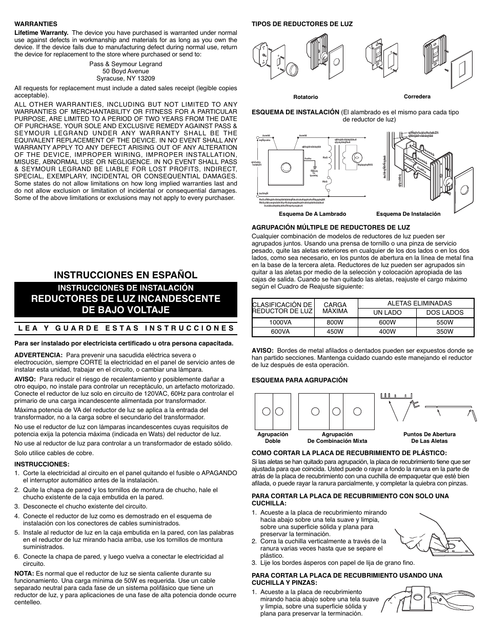 Instrucciones de instalación | Legrand 95181I User Manual | Page 2 / 4