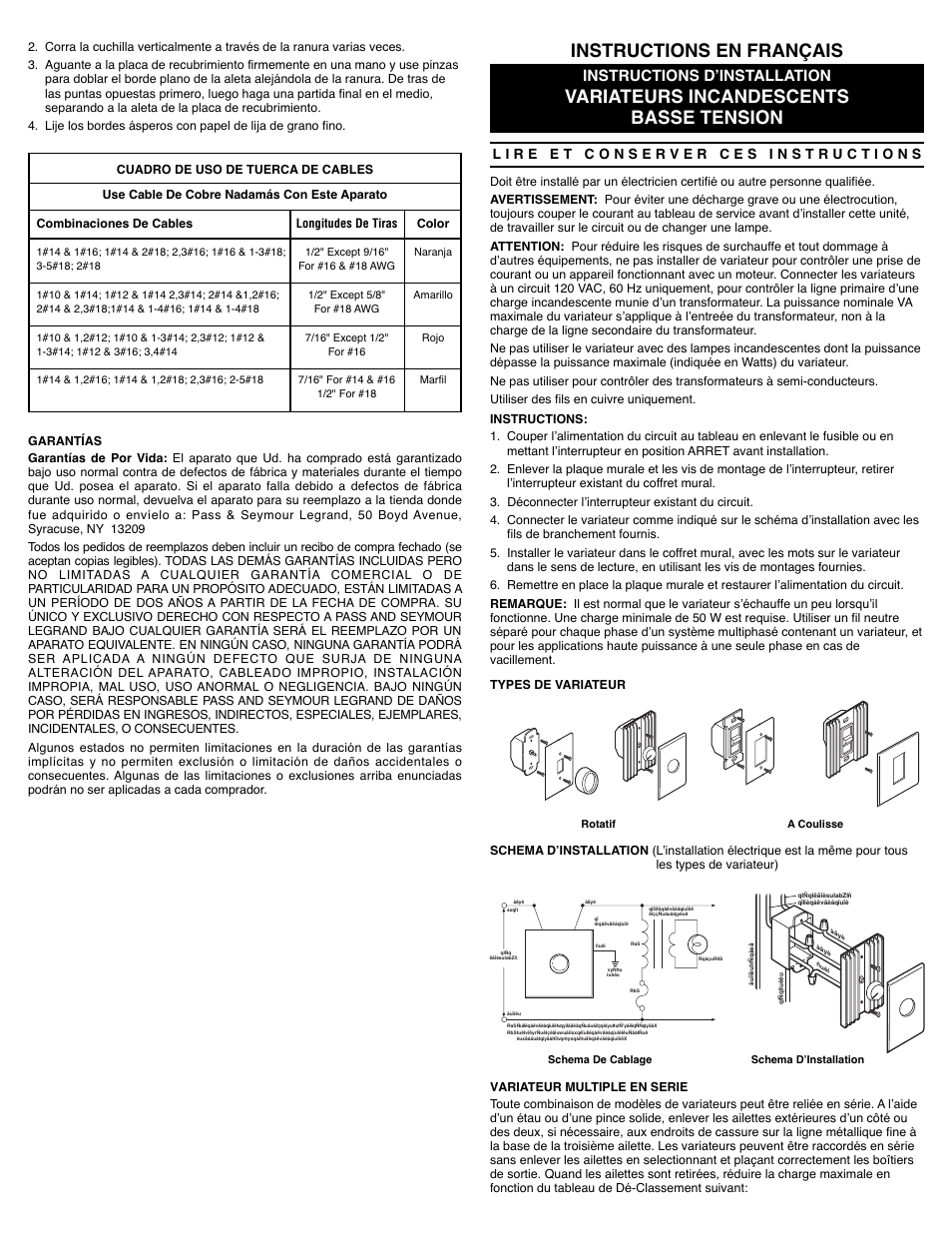 Instructions dʼinstallation | Legrand 95181I User Manual | Page 3 / 4