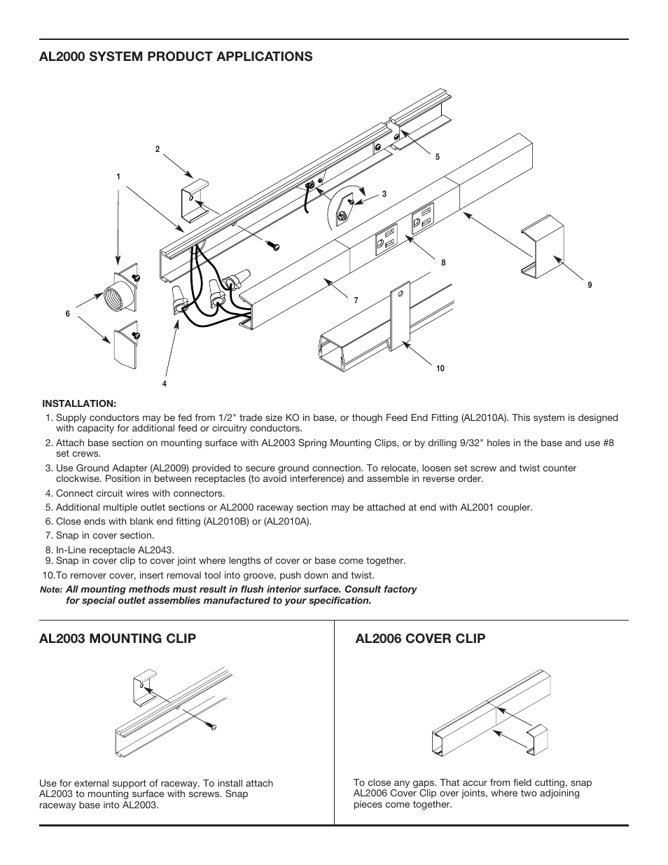 Al2000 system product applications | Legrand AL2000 Small Aluminum Surface Raceway User Manual | Page 2 / 4