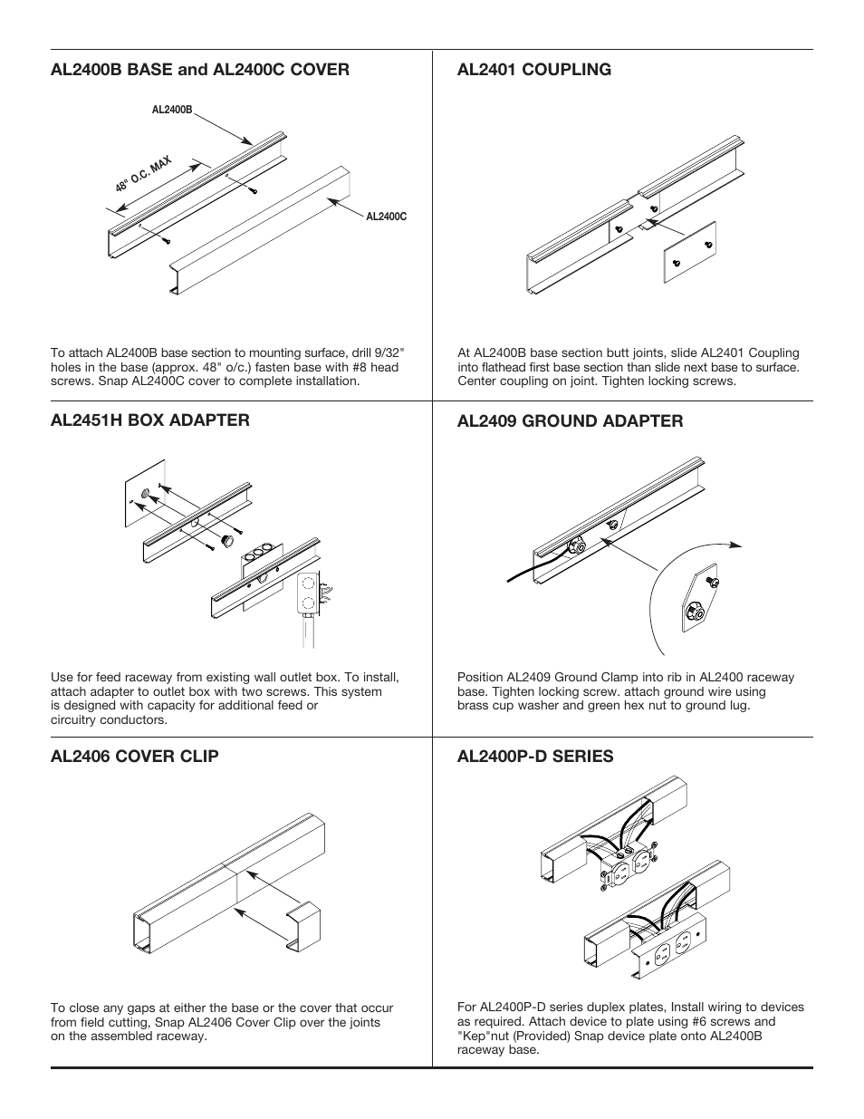 Legrand AL2040A Aluminum Surface Raceway User Manual | Page 2 / 4