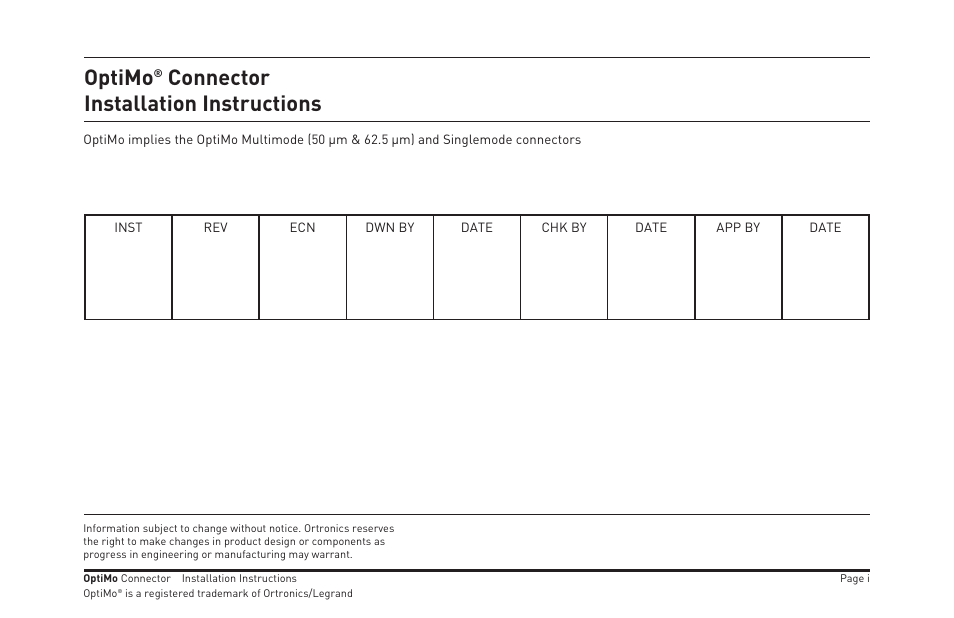 Optimo, Connector installation instructions | Legrand OR-205KAN9GB-MM User Manual | Page 2 / 76