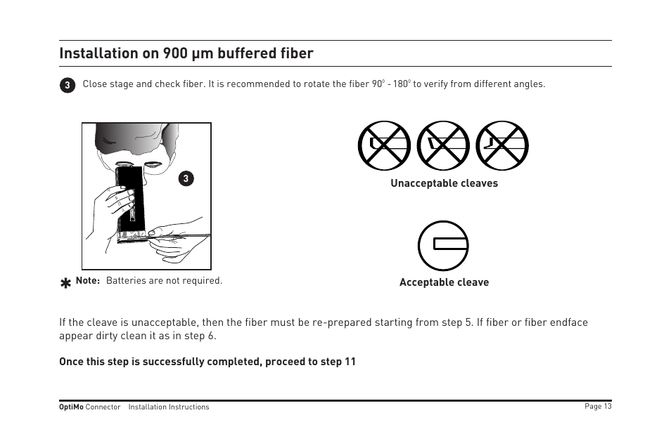 Installation on 900 µm buffered fiber | Legrand OR-205KAN9GB-MM User Manual | Page 20 / 76