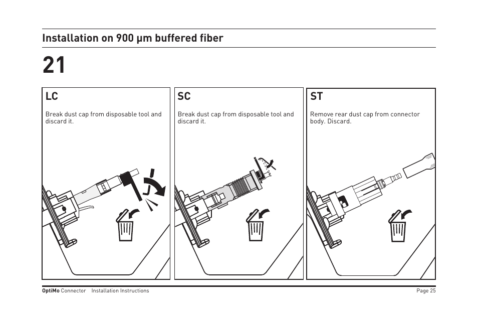 Installation on 900 µm buffered fiber, Lc sc st | Legrand OR-205KAN9GB-MM User Manual | Page 32 / 76