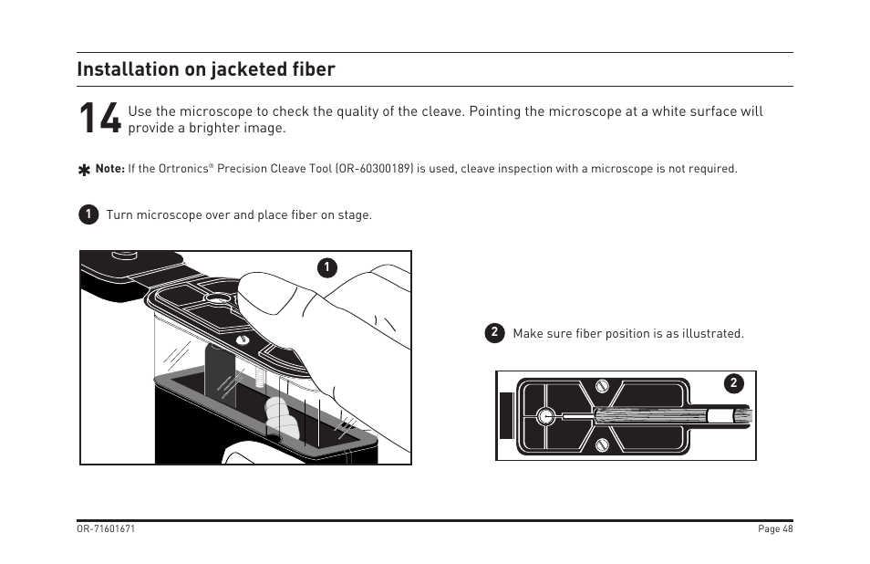 Installation on jacketed fiber | Legrand OR-205KAN9GB-MM User Manual | Page 55 / 76