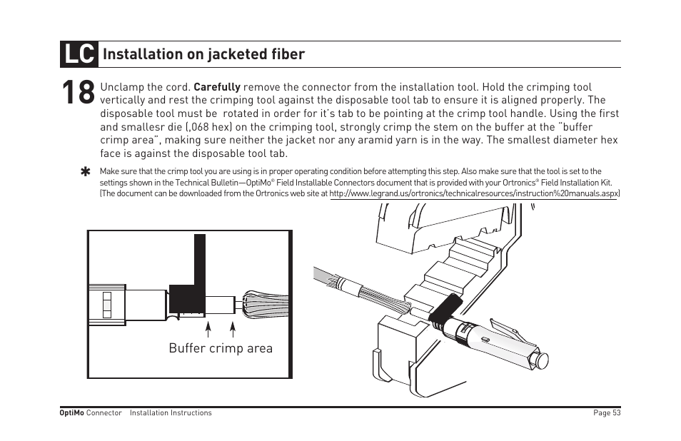 Installation on jacketed fiber | Legrand OR-205KAN9GB-MM User Manual | Page 60 / 76