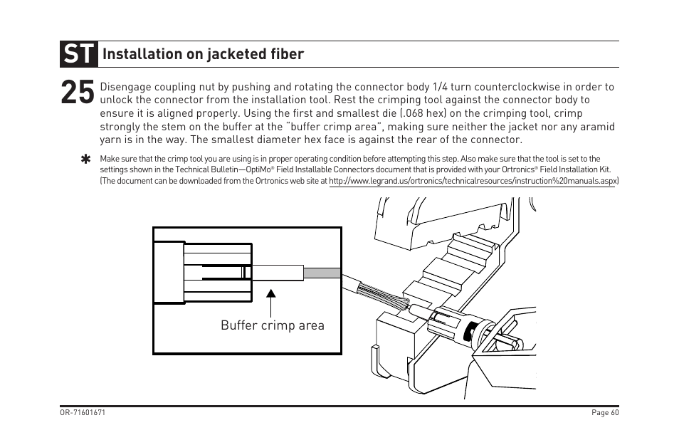 Installation on jacketed fiber | Legrand OR-205KAN9GB-MM User Manual | Page 67 / 76