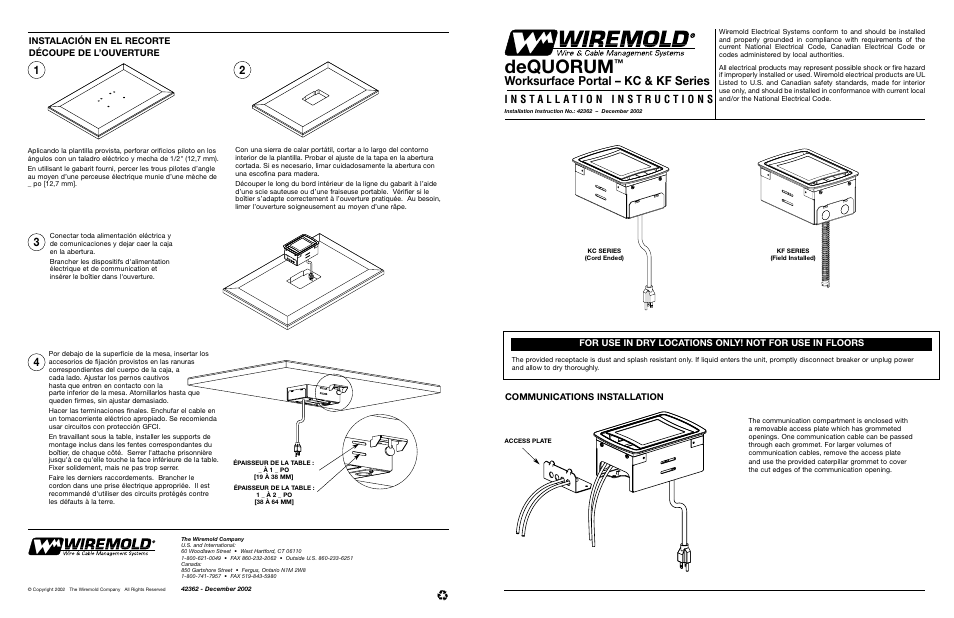 Legrand KC10RT8 User Manual | 4 pages