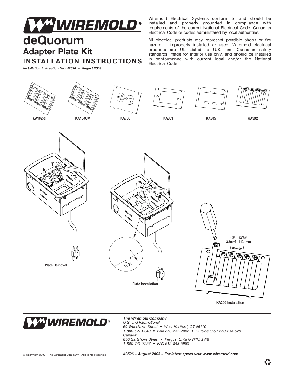 Legrand K/KP deQuorum Worksurface Portal Adapter Plate User Manual | 1 page