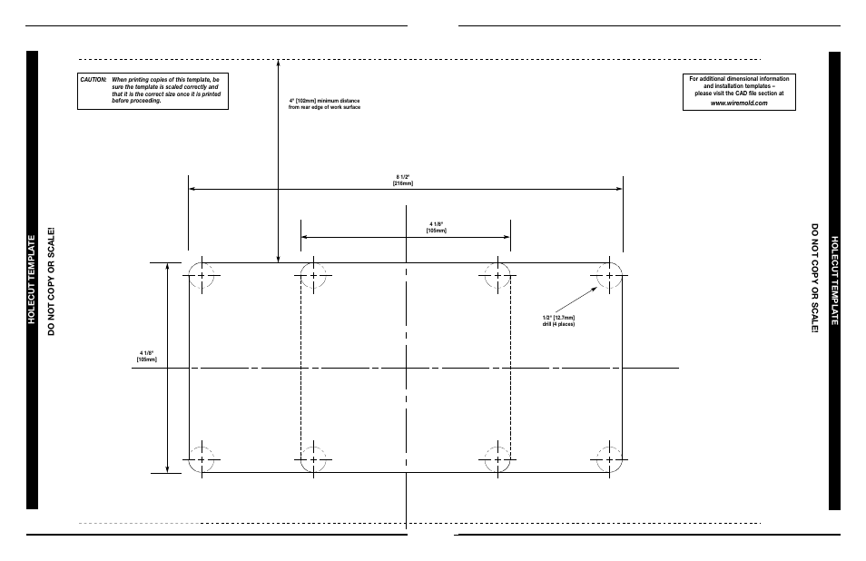 Holecut templa te do not copy or scale | Legrand K/KP deQuorum Worksurface Flip-Up Portal User Manual | Page 2 / 2