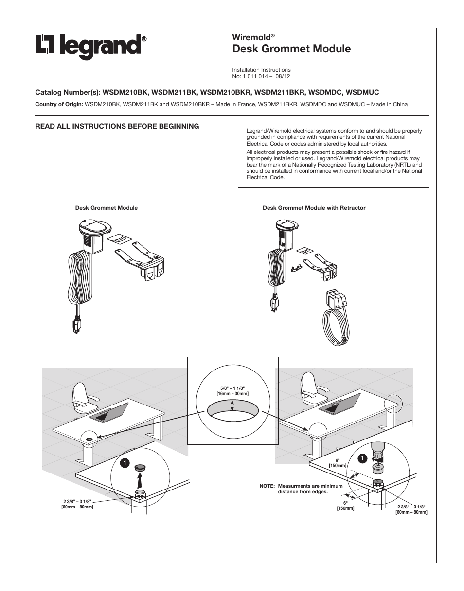 Legrand WSDM210BK User Manual | 4 pages