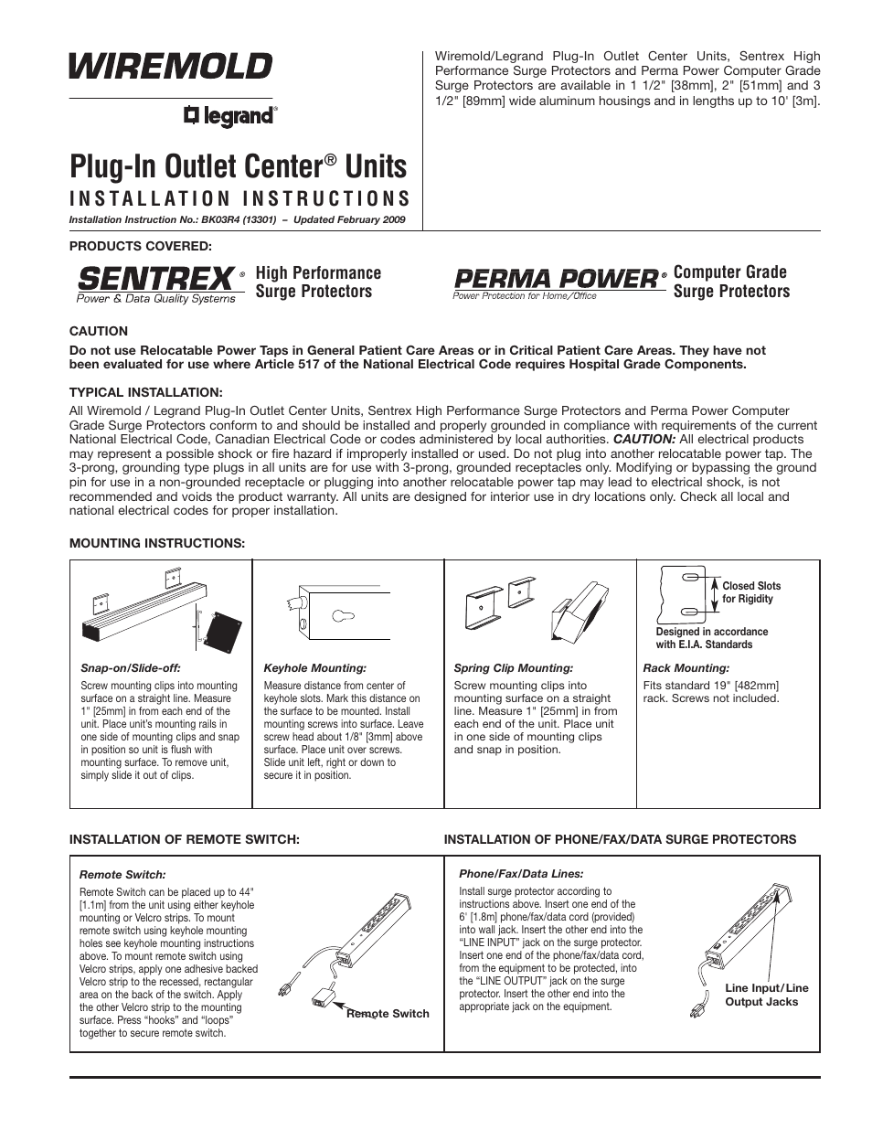 Legrand 4810BDS User Manual | 4 pages