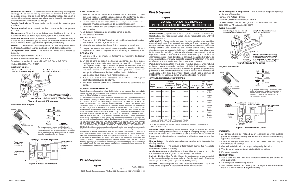 Legrand 8200BLSP User Manual | 2 pages