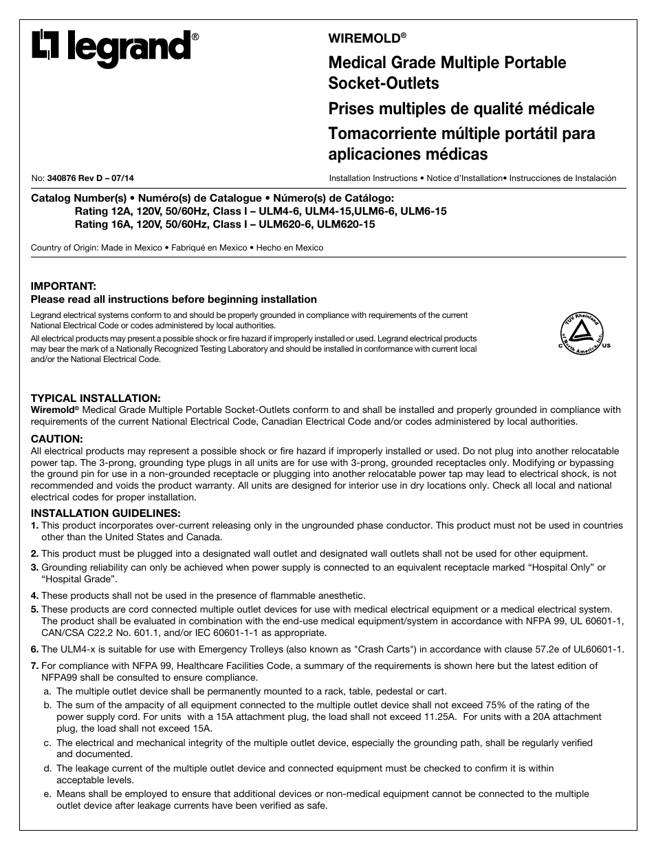 Legrand RMS User Manual | 4 pages