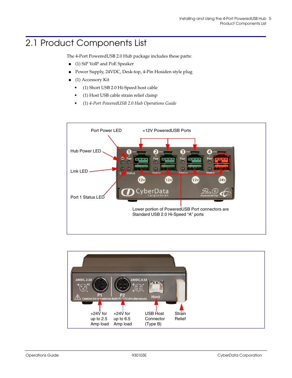 1 product components list, Section 2.1, "product components list | CyberData 010807 User Manual | Page 8 / 24