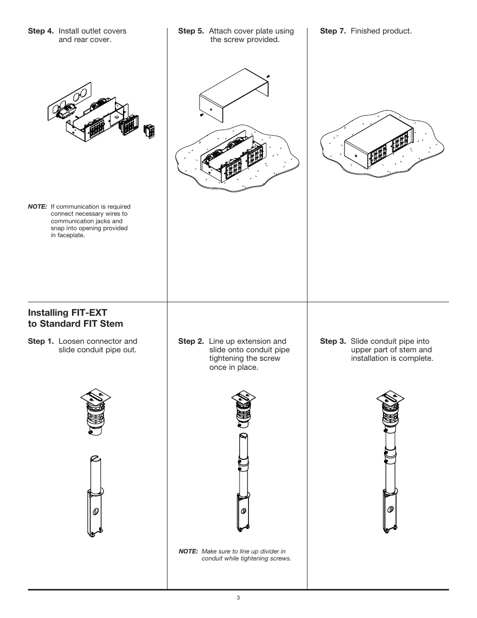 Installing fit-ext to standard fit stem | Legrand FIT Fire-Rated Poke-Thru Devices User Manual | Page 3 / 6