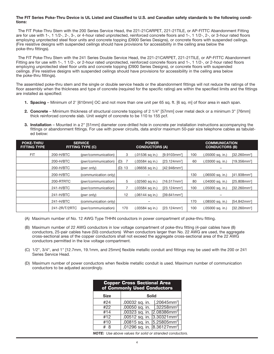 Legrand FIT Fire-Rated Poke-Thru Devices User Manual | Page 4 / 6