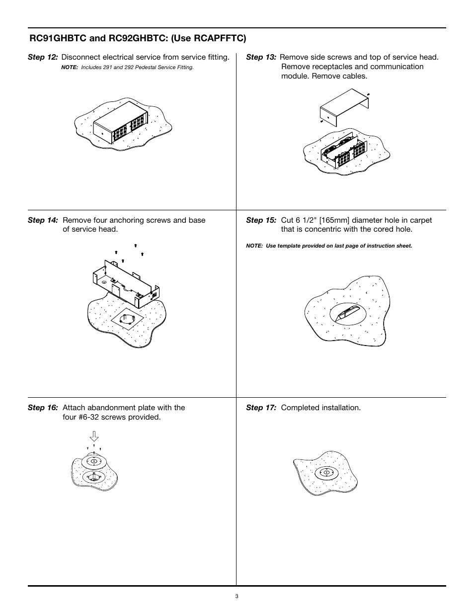 Rc91ghbtc and rc92ghbtc: (use rcapfftc) | Legrand FITFIT Multi-Service Poke-Thru Device Abandonments User Manual | Page 3 / 6