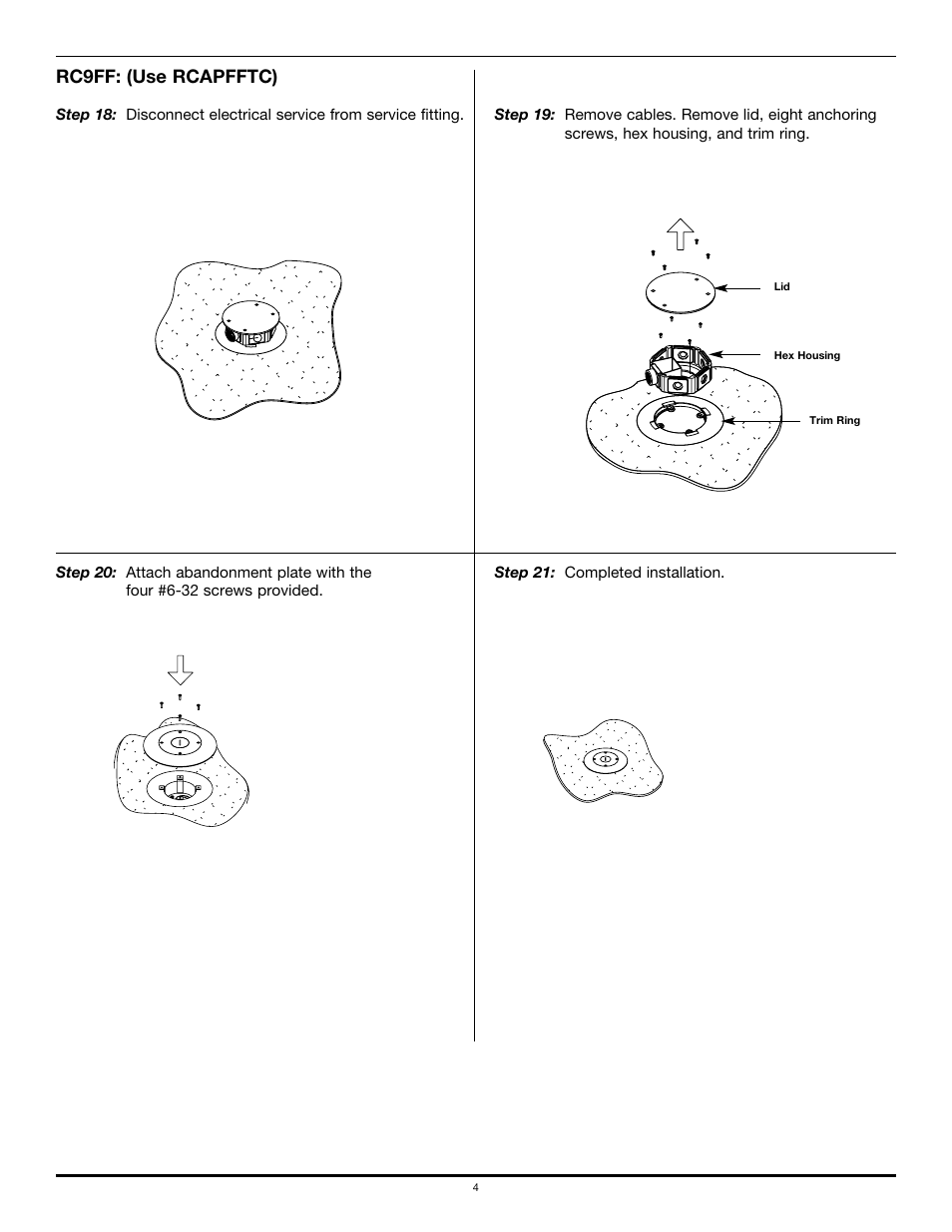 Rc9ff: (use rcapfftc) | Legrand FITFIT Multi-Service Poke-Thru Device Abandonments User Manual | Page 4 / 6