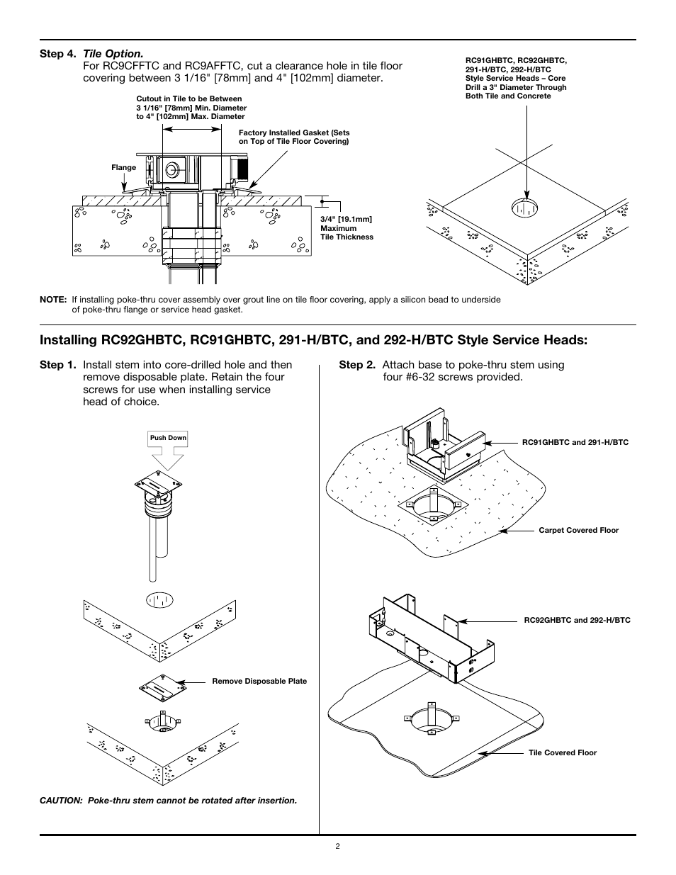 Legrand 291-H/BTC User Manual | Page 2 / 6