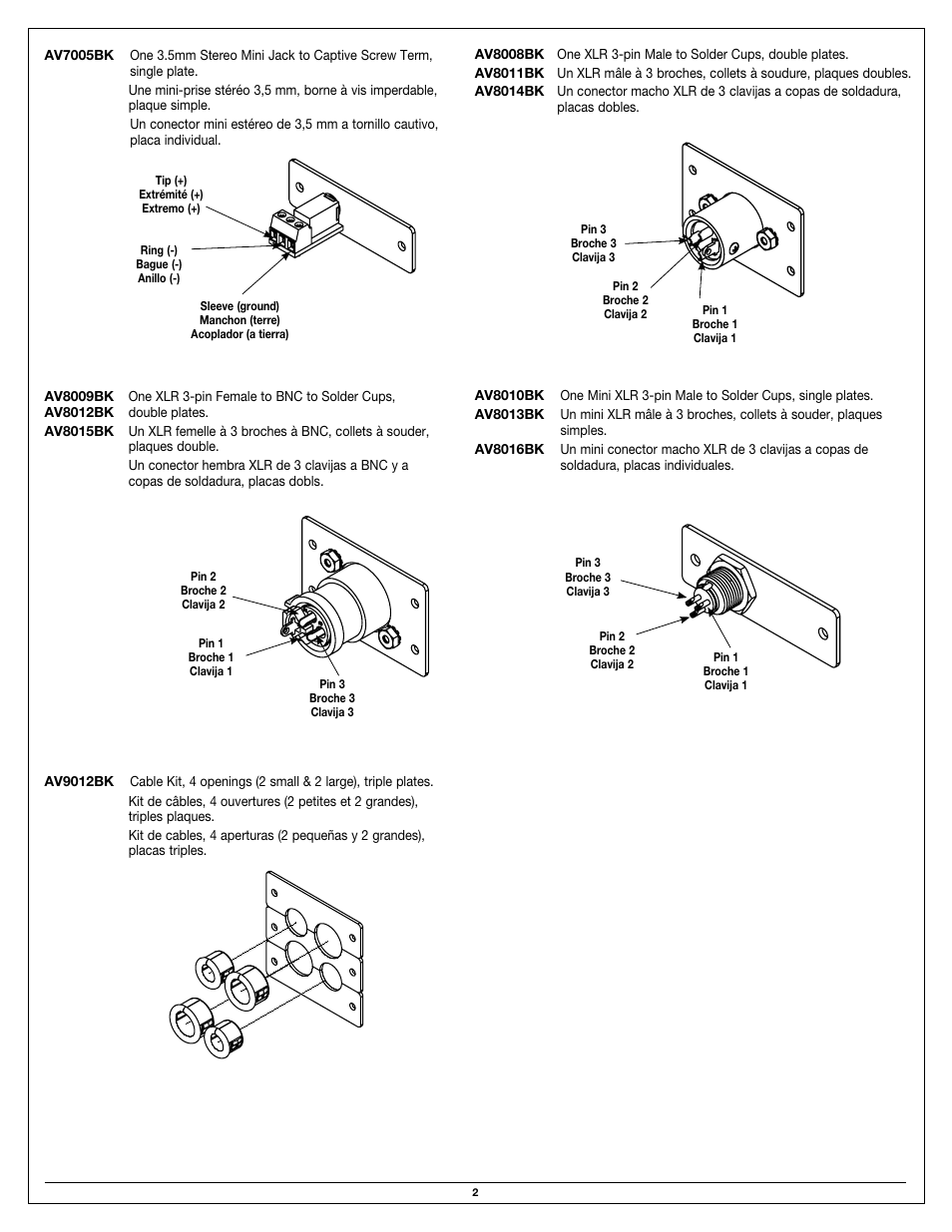 Legrand AV7000BK User Manual | Page 2 / 4