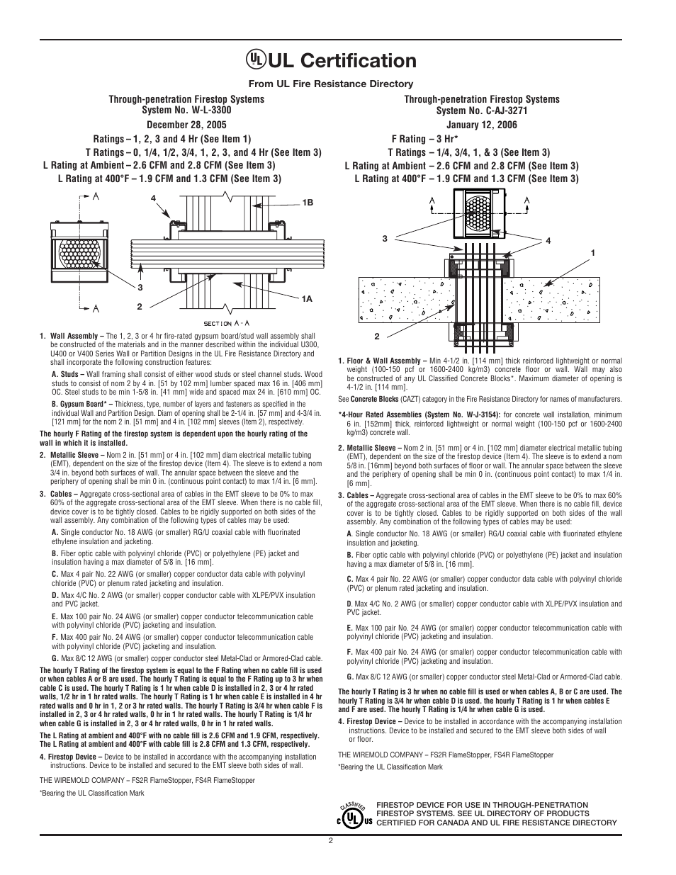 Ul certification | Legrand FS User Manual | Page 2 / 8