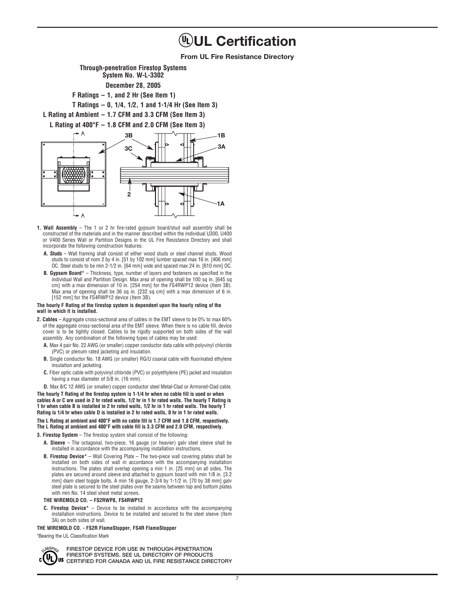 Ul certification | Legrand FS User Manual | Page 7 / 8