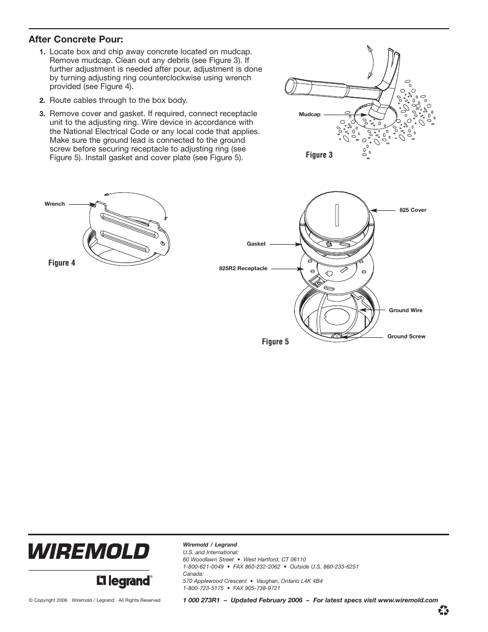 After concrete pour | Legrand 800 Series Floor Boxes User Manual | Page 2 / 2