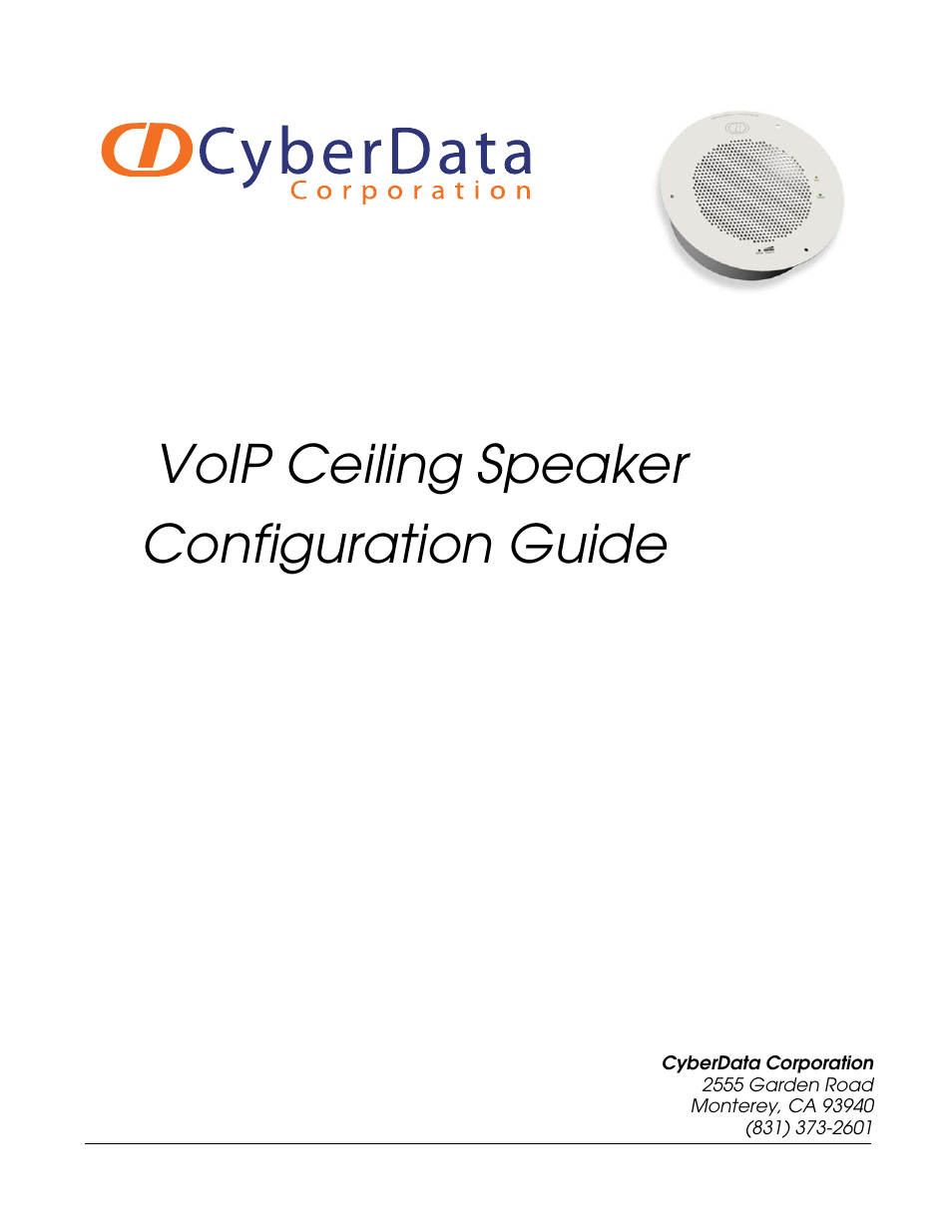 CyberData VoIP Ceiling Speaker User Manual | 14 pages