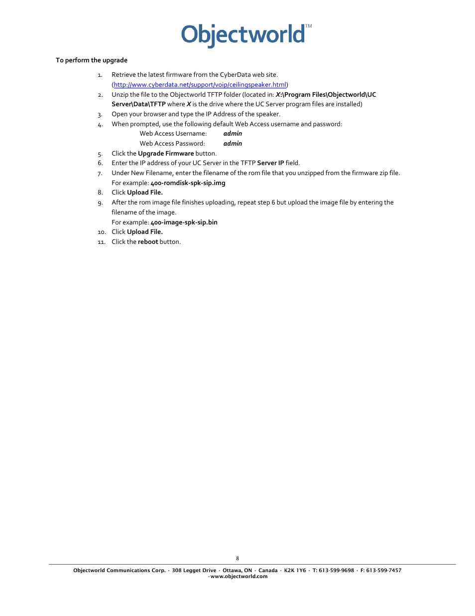 CyberData VoIP Ceiling Speaker User Manual | Page 10 / 14