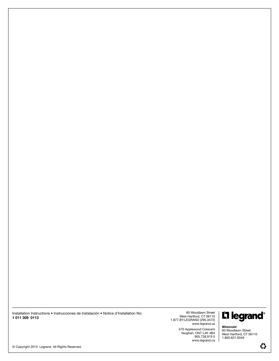 Legrand Modulink 880MP Series Floor Boxes User Manual | Page 8 / 8