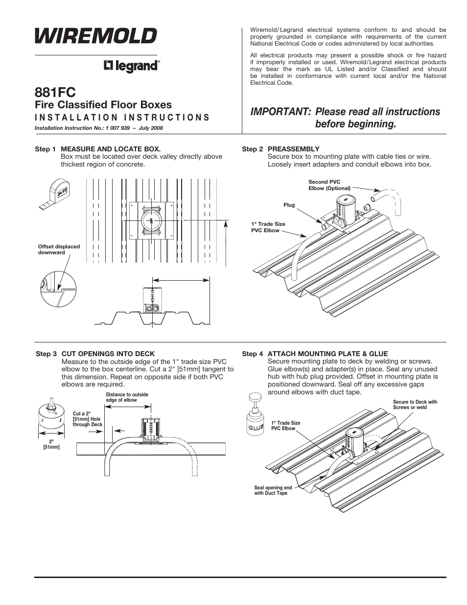 Legrand 881FC User Manual | 2 pages