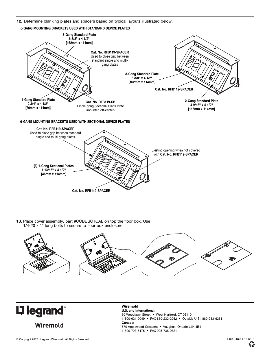 Legrand CCBB Series Floor Boxes User Manual | Page 4 / 4