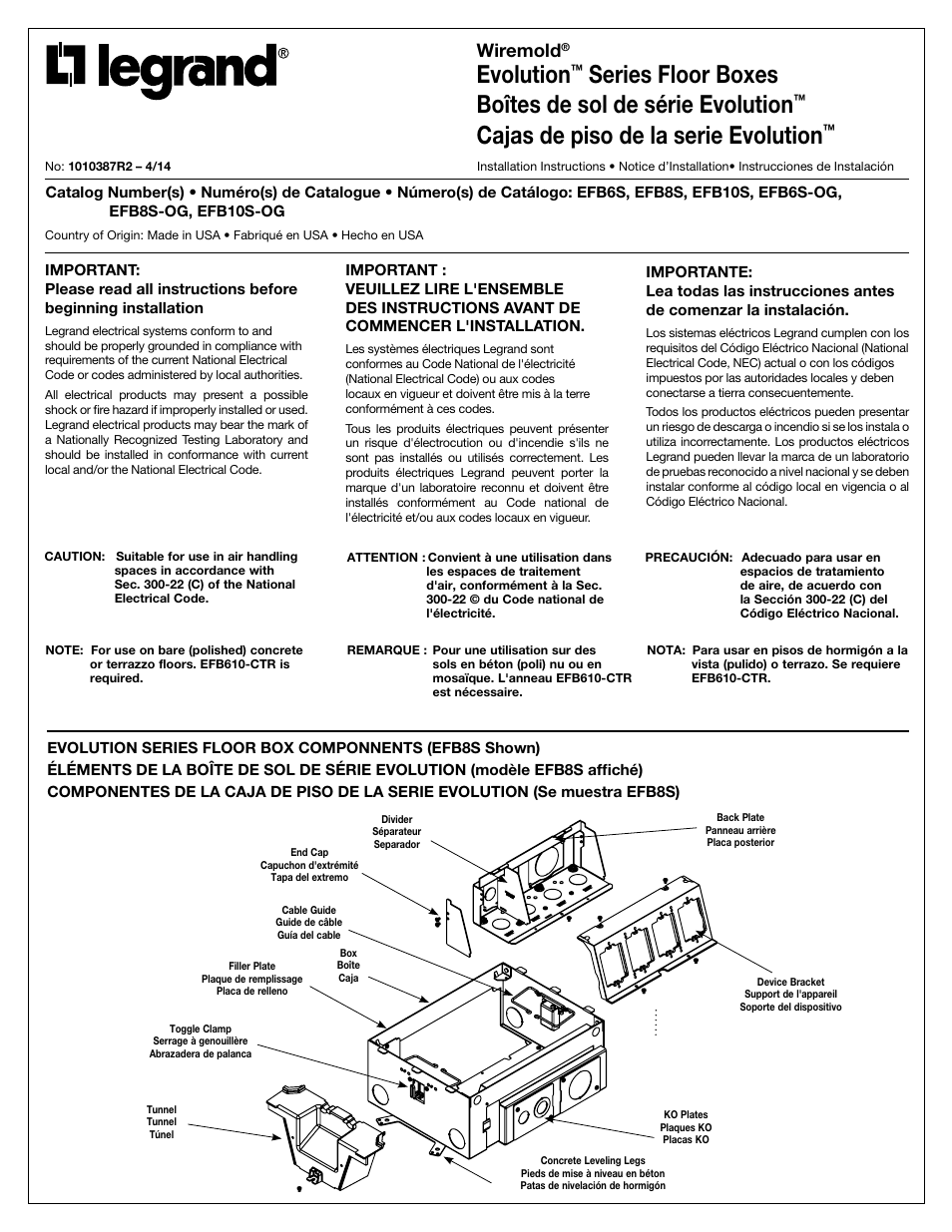 Legrand EFB10S-OG User Manual | 16 pages