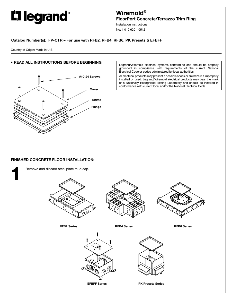 Legrand FP-CTR User Manual | 4 pages