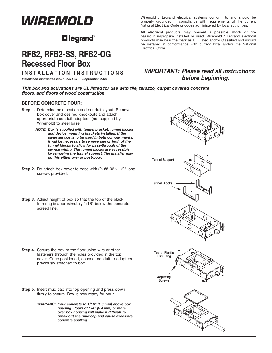 Legrand RFB2 User Manual | 4 pages