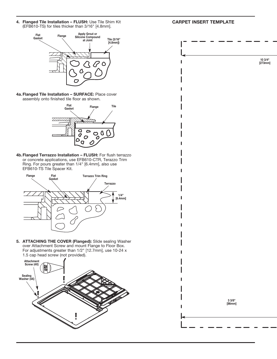 Carpet insert template | Legrand EFB610CTBK User Manual | Page 2 / 4