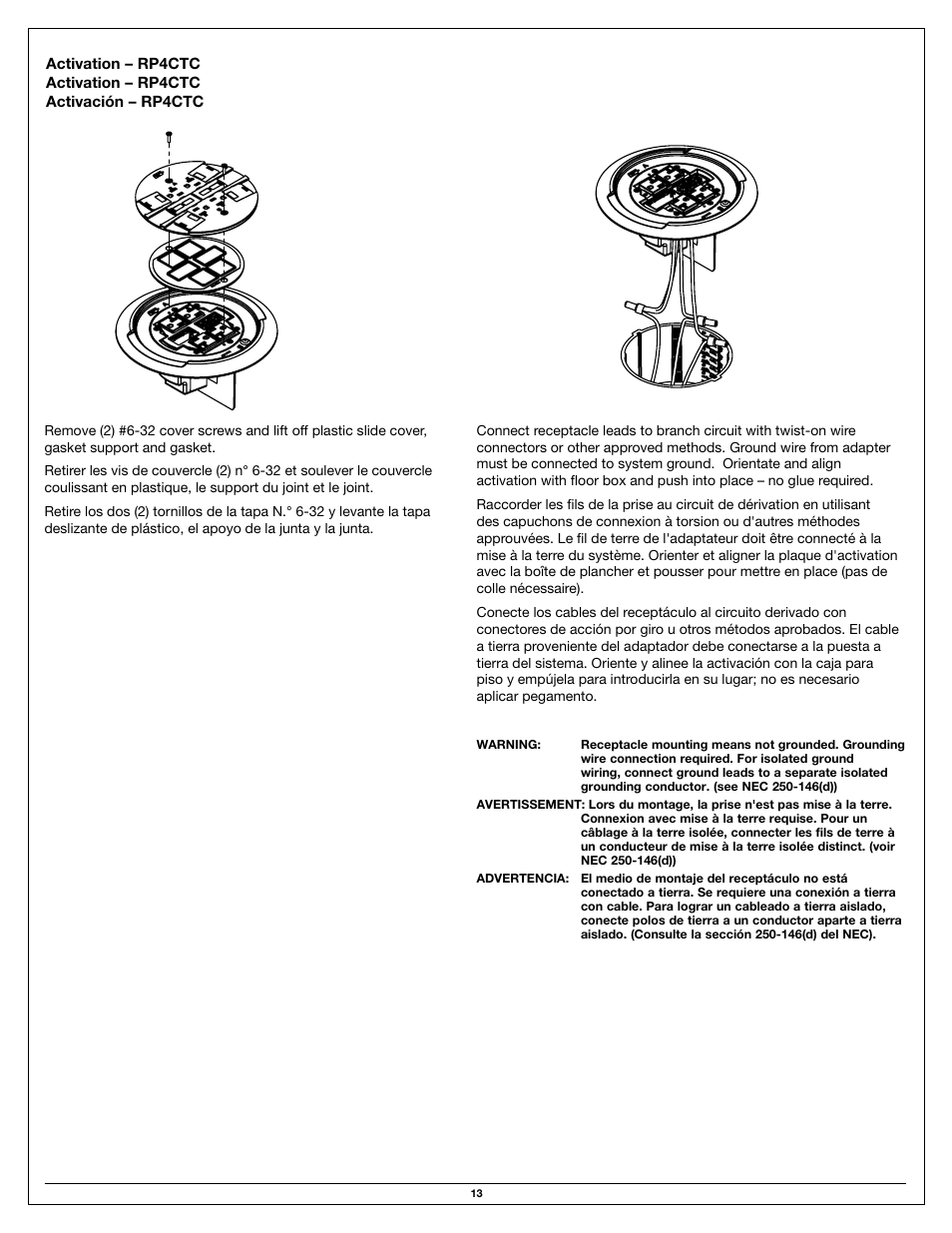 Legrand Ratchet-Pro Series Floor Boxes User Manual | Page 13 / 20