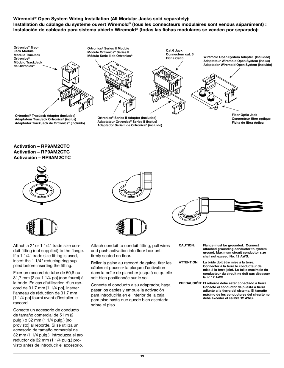 Wiremold, Todas las fichas modulares se venden por separado) | Legrand Ratchet-Pro Series Floor Boxes User Manual | Page 19 / 20