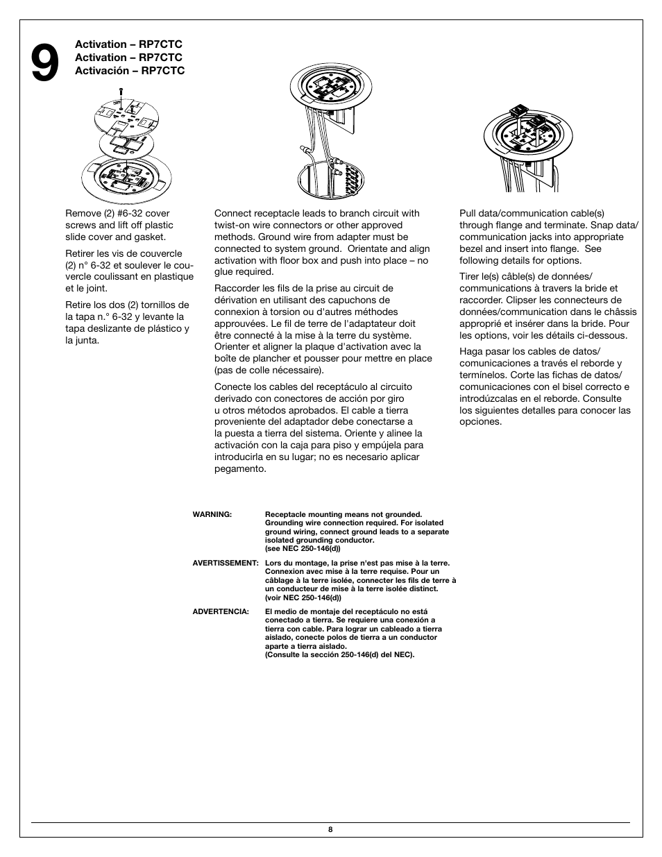 Legrand Ratchet-Pro Series Floor Boxes User Manual | Page 8 / 20