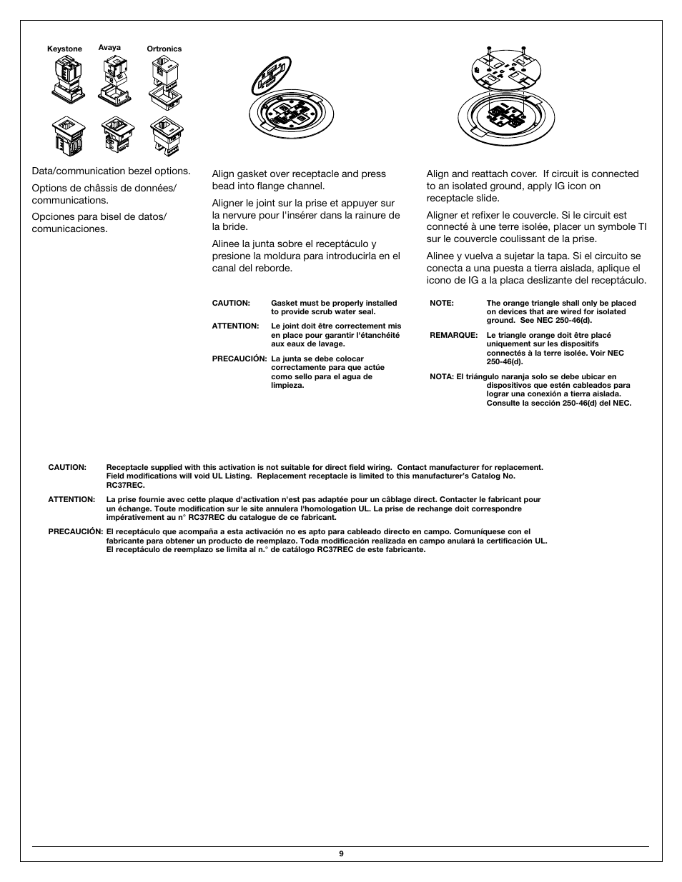 Legrand Ratchet-Pro Series Floor Boxes User Manual | Page 9 / 20