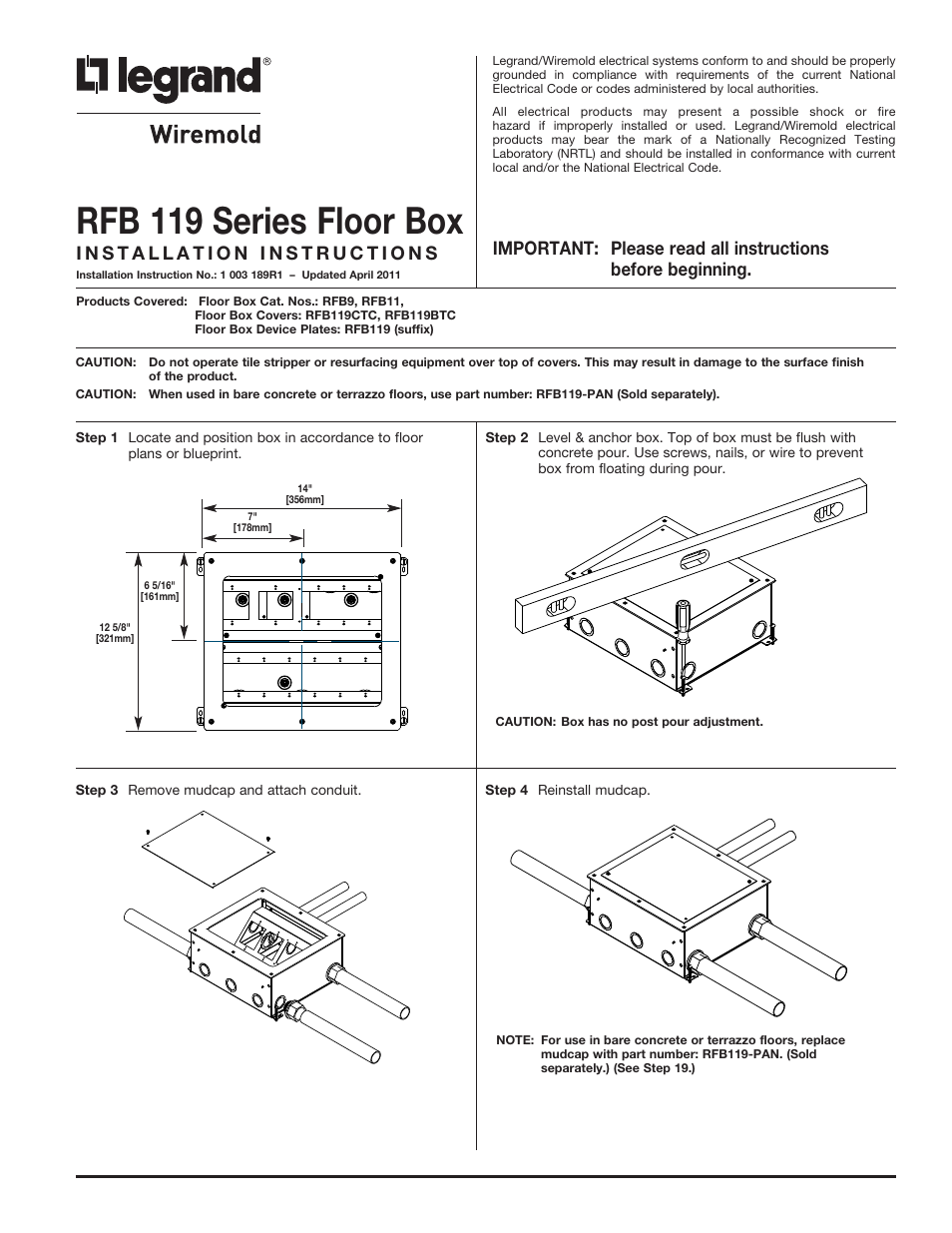 Legrand RFB9 User Manual | 8 pages