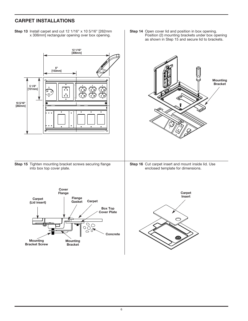 Carpet installations | Legrand RFB9 User Manual | Page 6 / 8