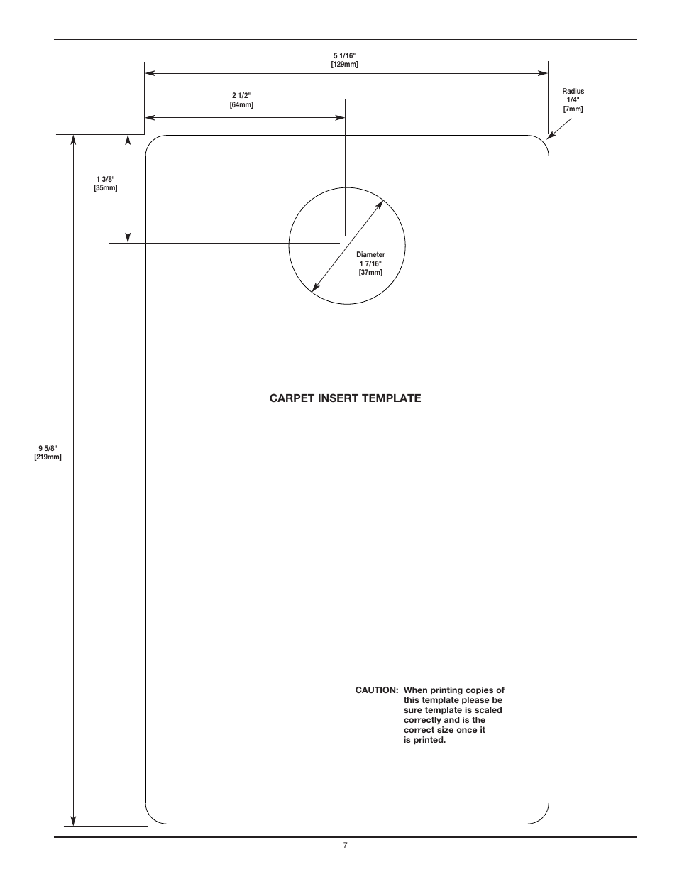 Carpet insert template | Legrand RFB9 User Manual | Page 7 / 8