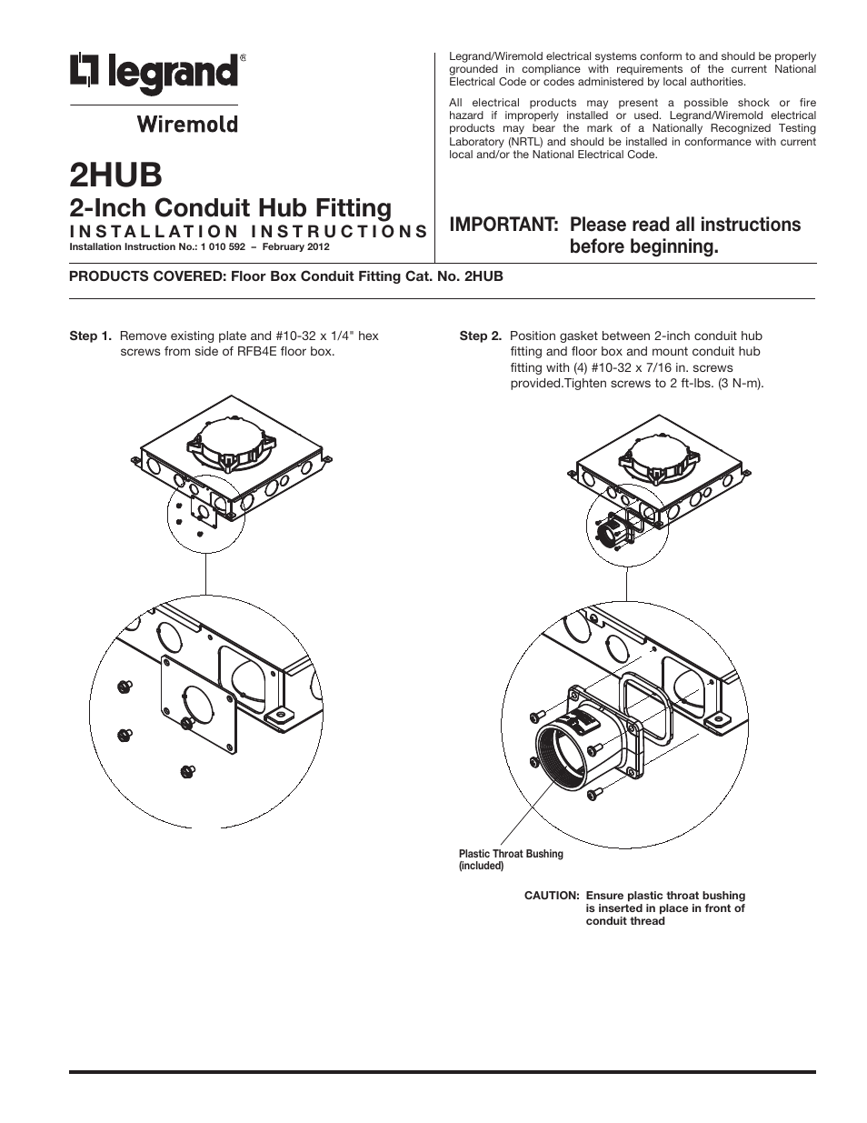 Legrand 2HUB User Manual | 2 pages