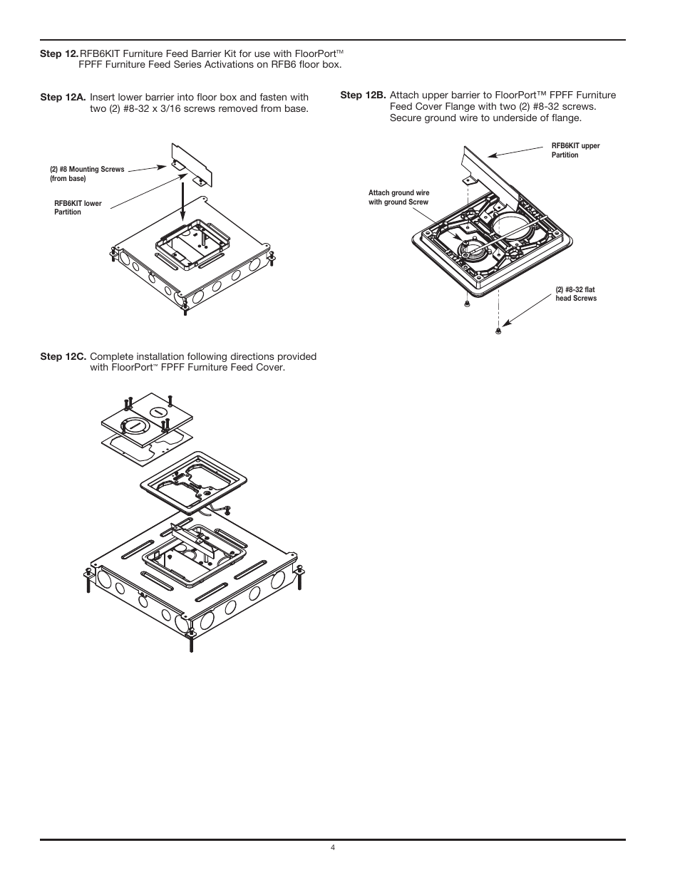 Legrand RFB Series Floor Boxes User Manual | Page 4 / 6