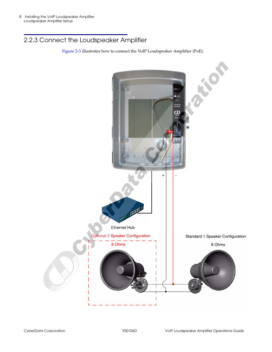 3 connect the loudspeaker amplifier | CyberData Part #010861 930106D User Manual | Page 14 / 44