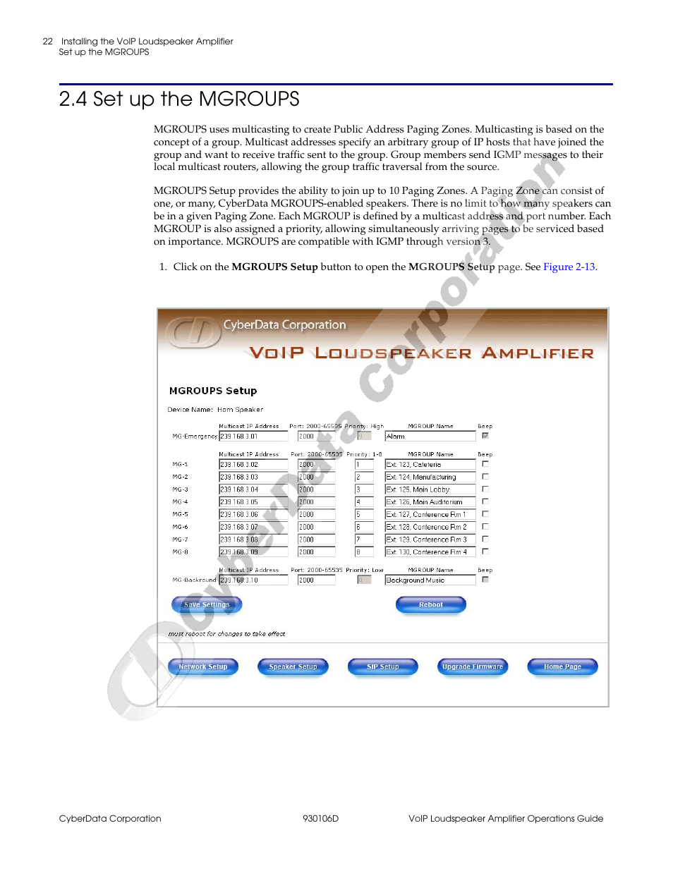 4 set up the mgroups | CyberData Part #010861 930106D User Manual | Page 28 / 44