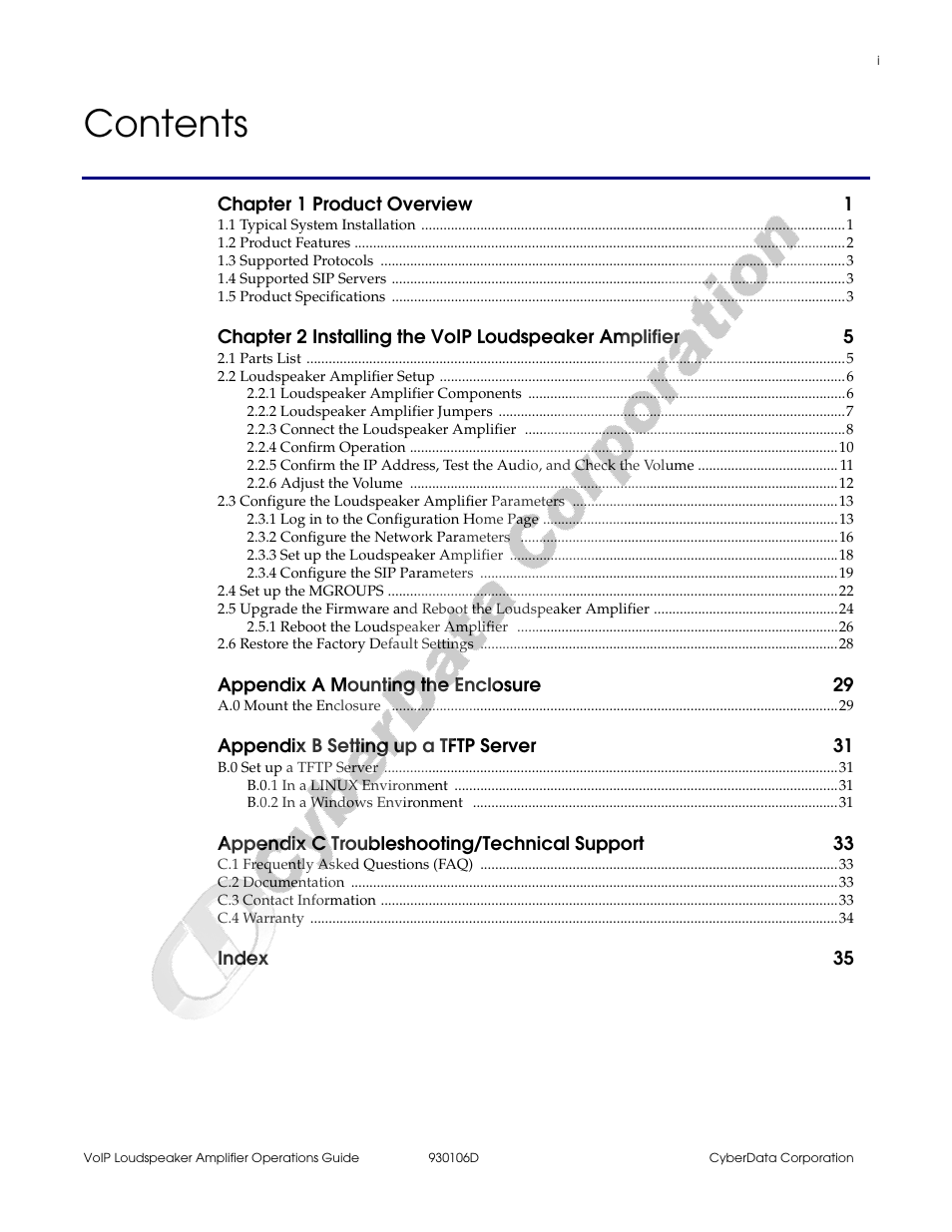 CyberData Part #010861 930106D User Manual | Page 5 / 44