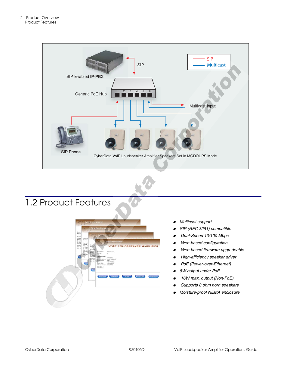 2 product features | CyberData Part #010861 930106D User Manual | Page 8 / 44